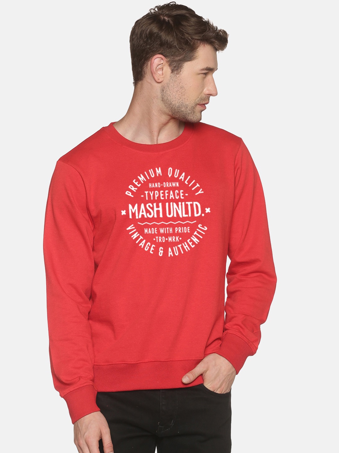 

MASH UNLIMITED Men Red Printed Sweatshirt