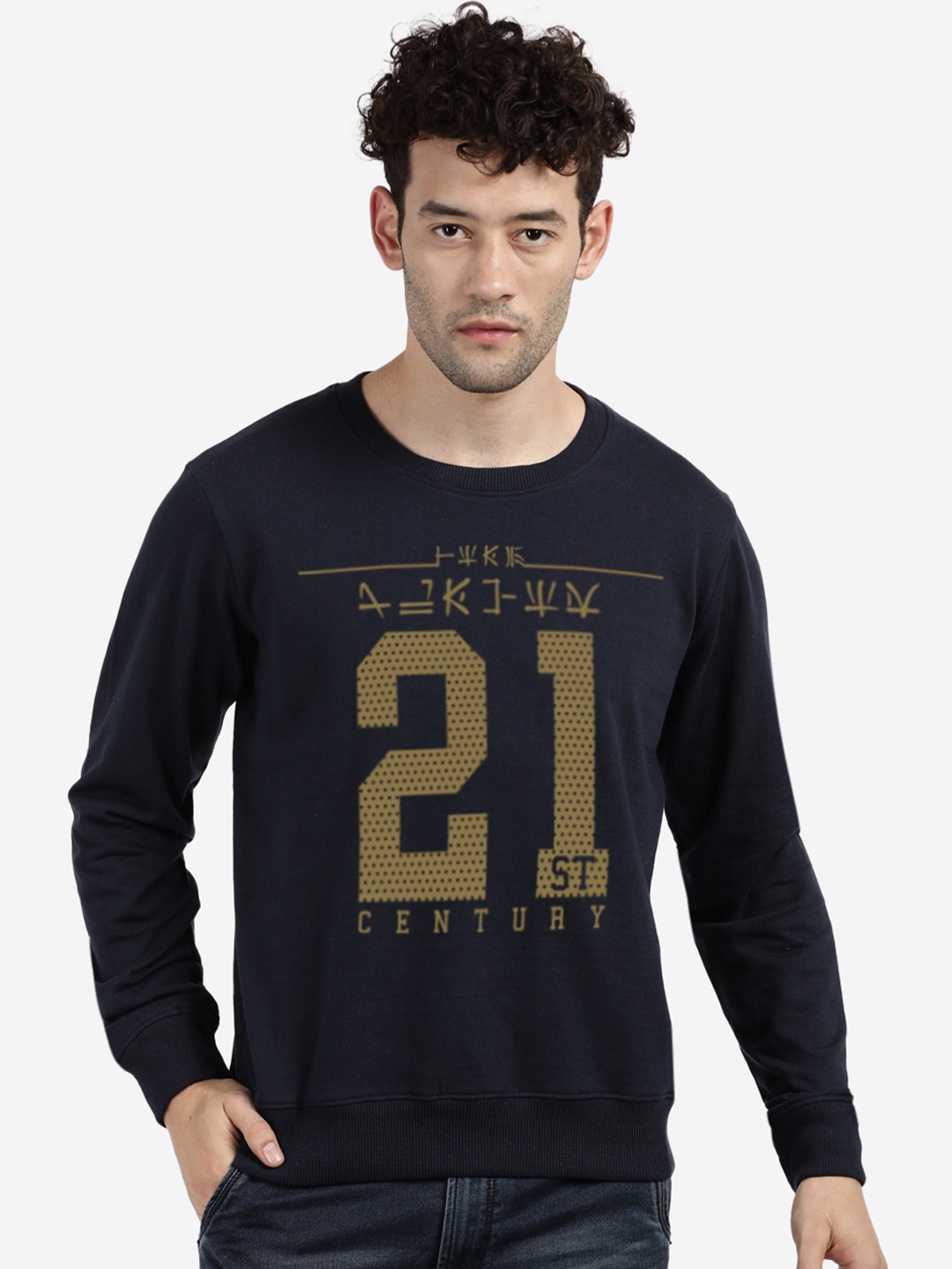 

MASH UNLIMITED Men Navy Blue Printed Sweatshirt