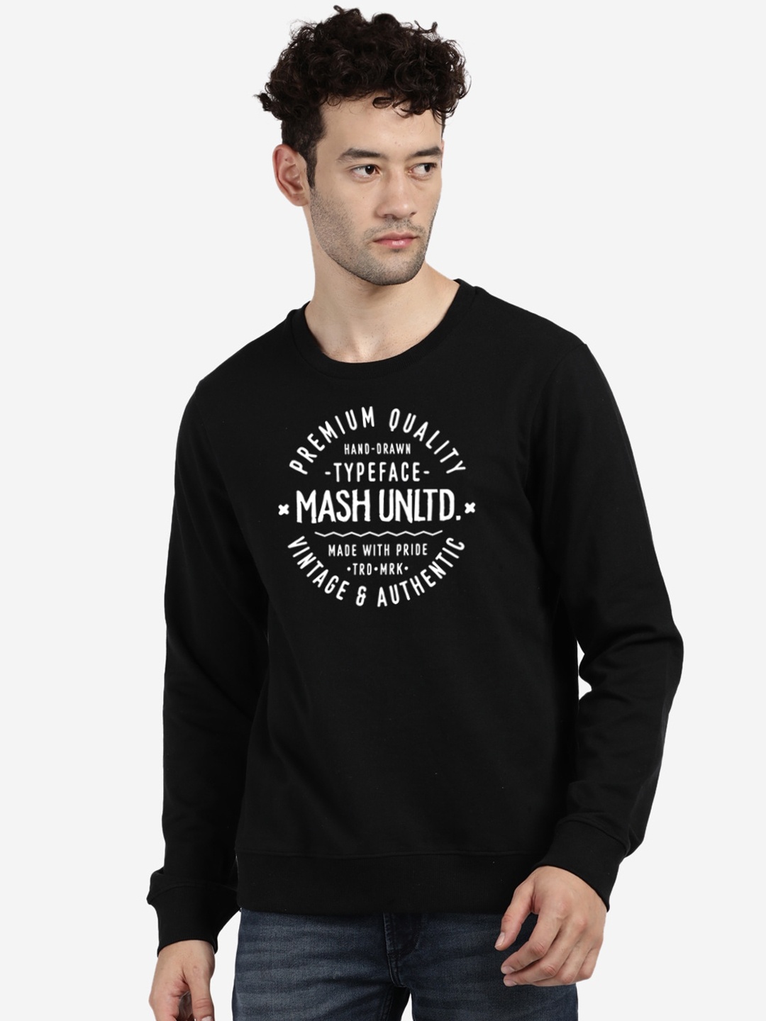 

MASH UNLIMITED Men Black Printed Sweatshirt