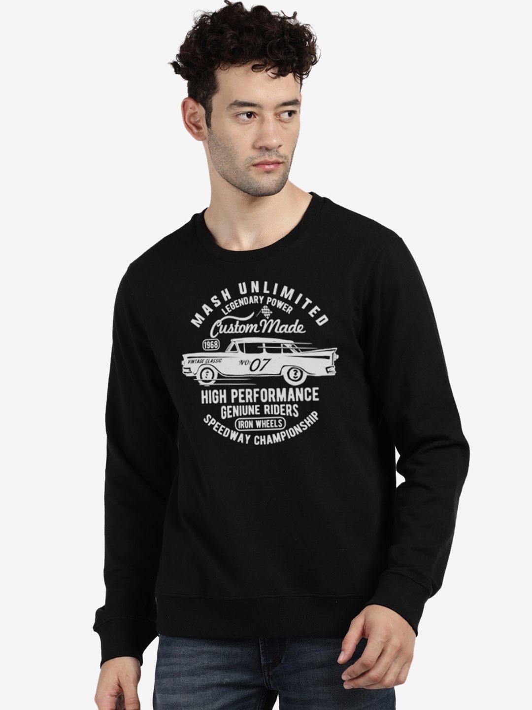 

MASH UNLIMITED Men Black Printed Sweatshirt