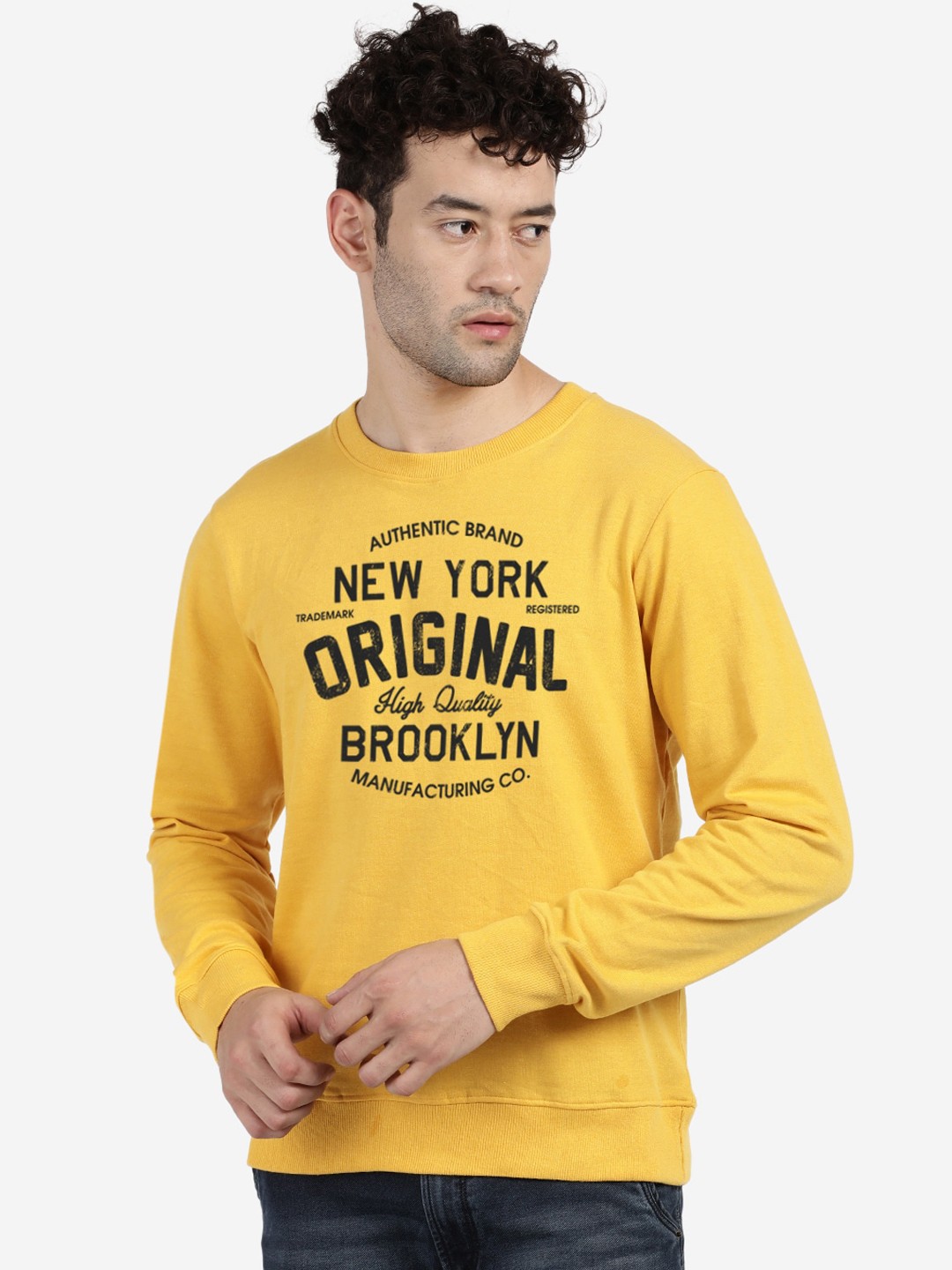 

MASH UNLIMITED Men Yellow Printed Sweatshirt
