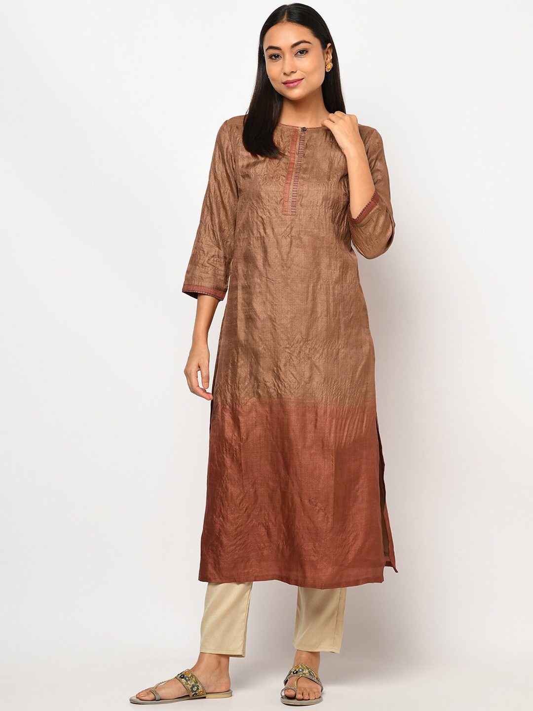 

Fabindia Women Brown Kurta