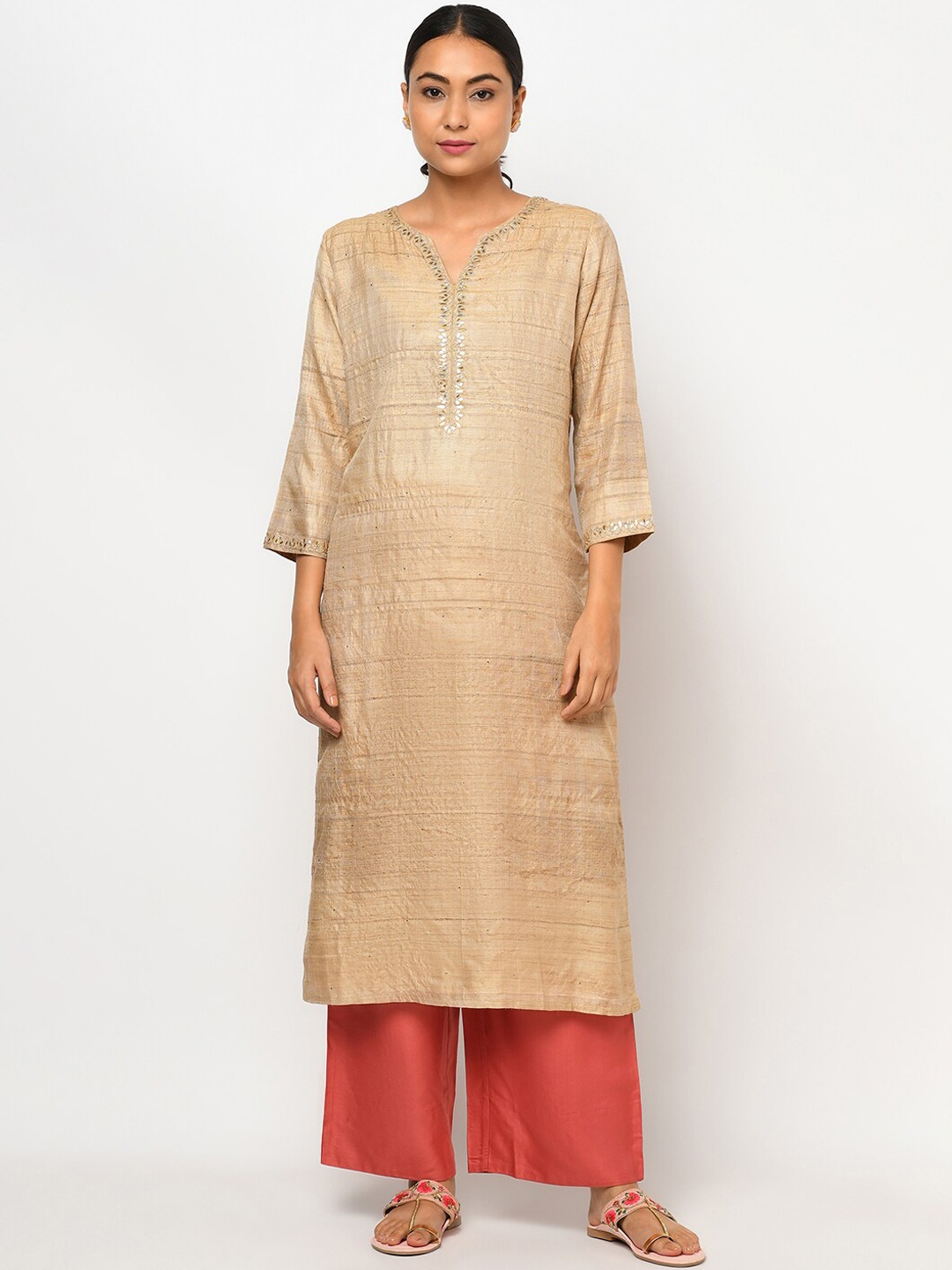 

Fabindia Women Beige Kurta