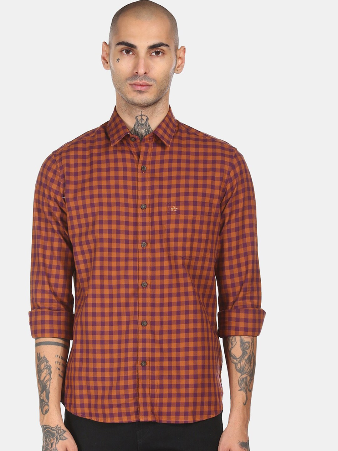 

Arrow Sport Men Brown Opaque Checked Pure Cotton Casual Shirt