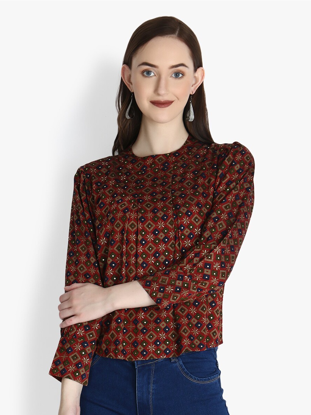 

OM SAI LATEST CREATION Red Floral Regular Top