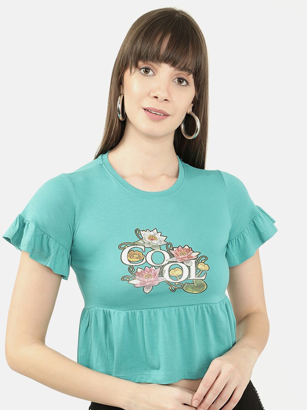 

V2 Value & Variety Women Teal Printed Top