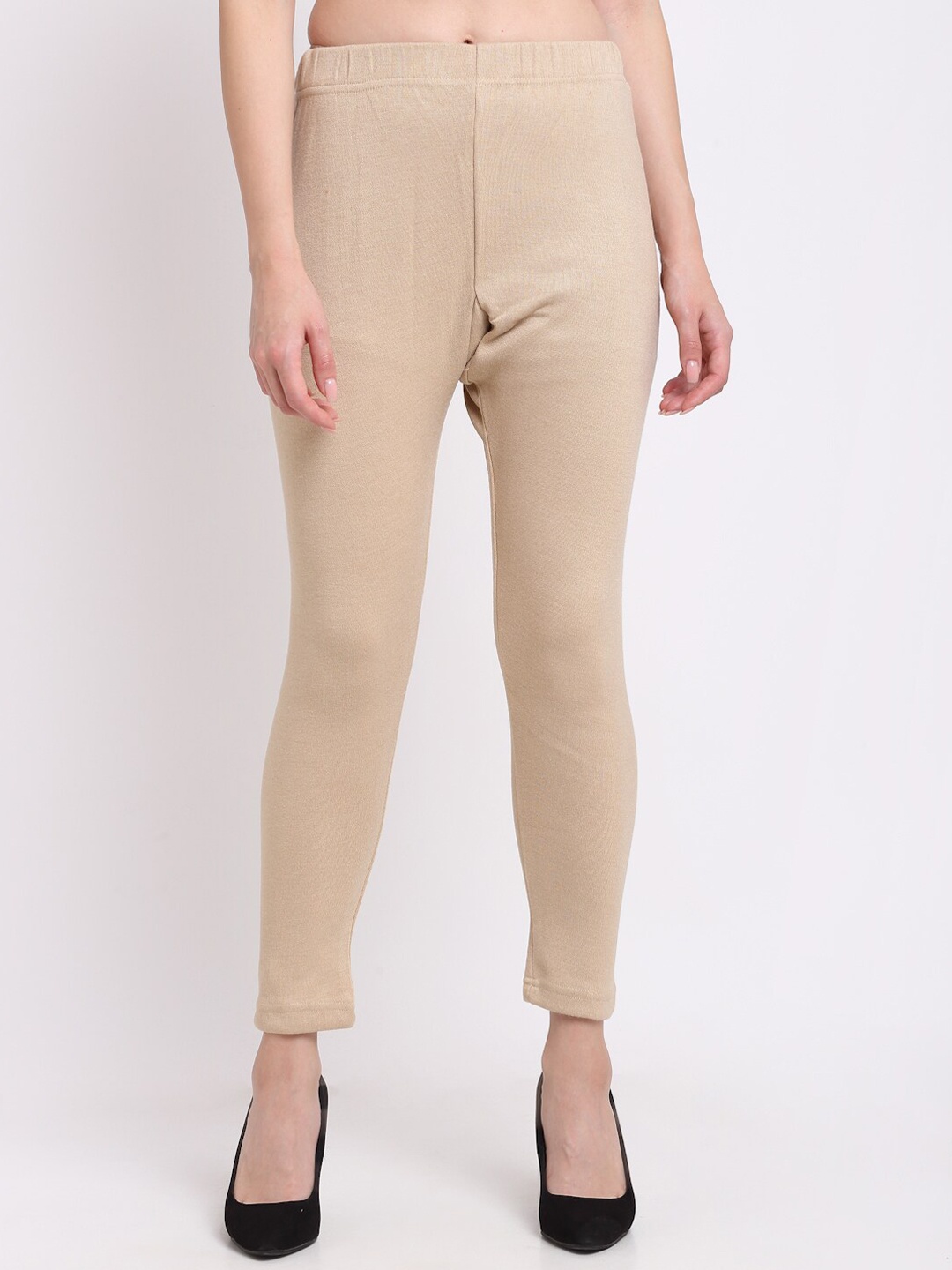 

TAG 7 Women Beige Woolen Ankle-Length Leggings