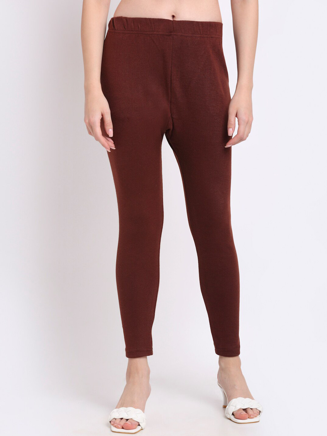 

TAG 7 Women Brown Solid Ankle Length Woollen Leggings