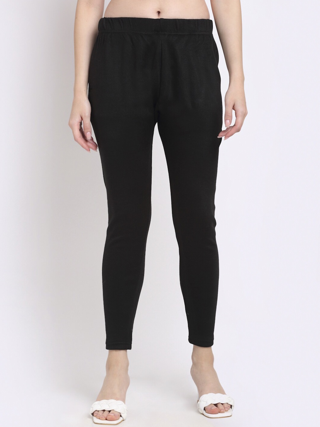 

TAG 7 Women Black Woolen Ankle-Length Leggings