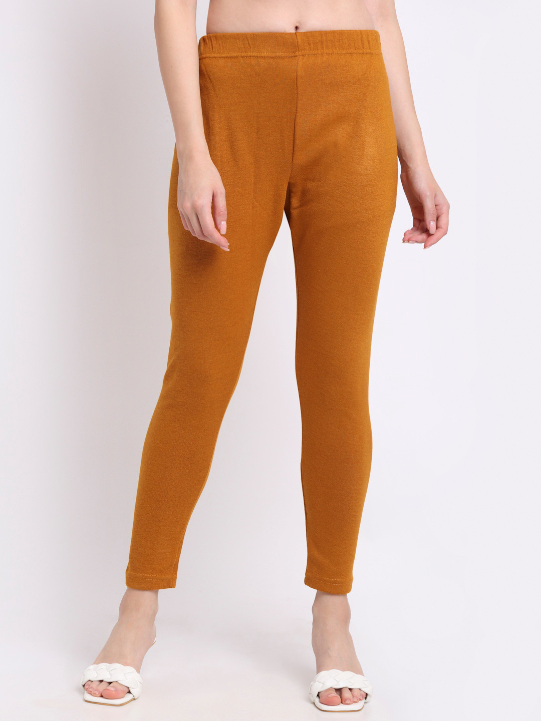 

TAG 7 Women Mustard Yellow Woolen Ankle-Length Leggings