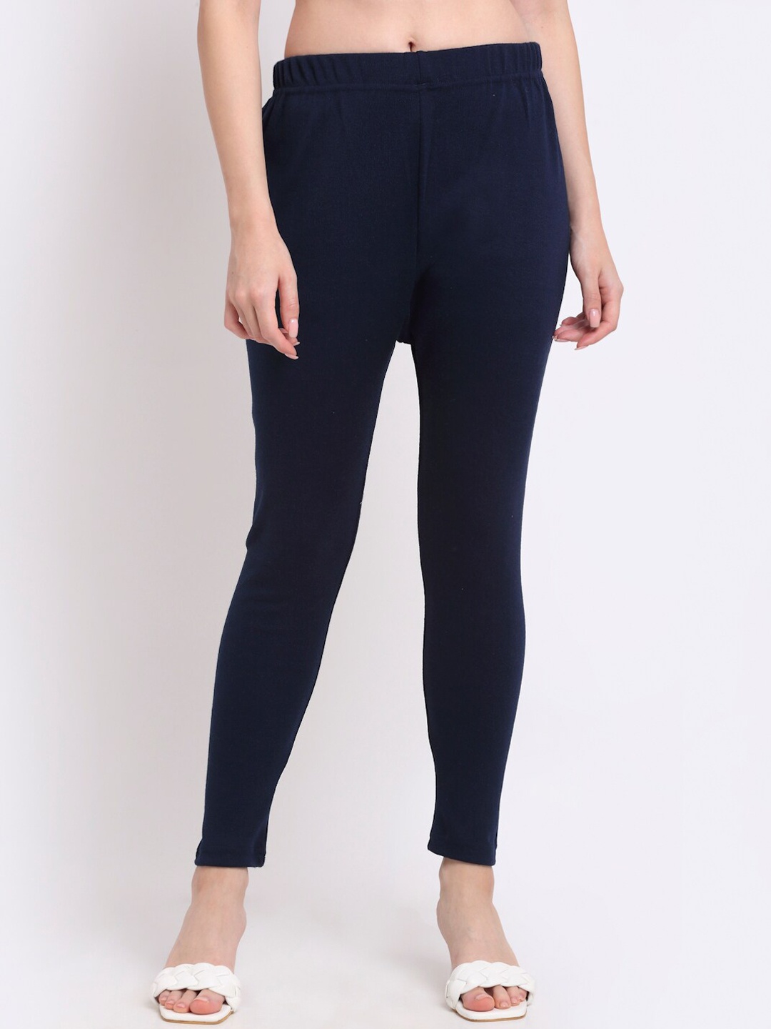 

TAG 7 Women Navy-Blue Woolen Ankle-Length Leggings