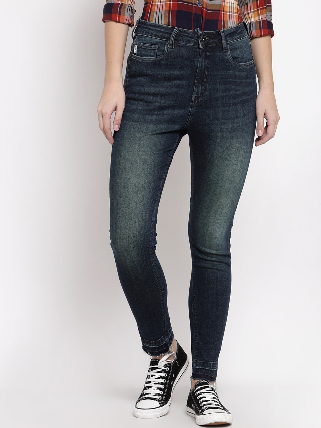 

Pepe Jeans Women Green Skinny Fit High-Rise Slash Knee Light Fade Jeans
