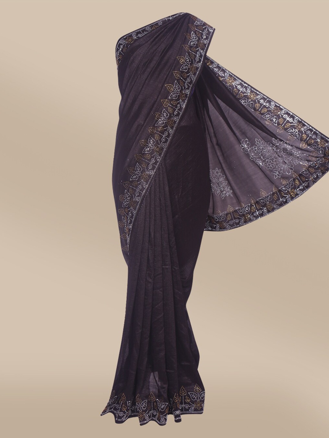 

The Chennai Silks Black Embellished Sana Silk Saree