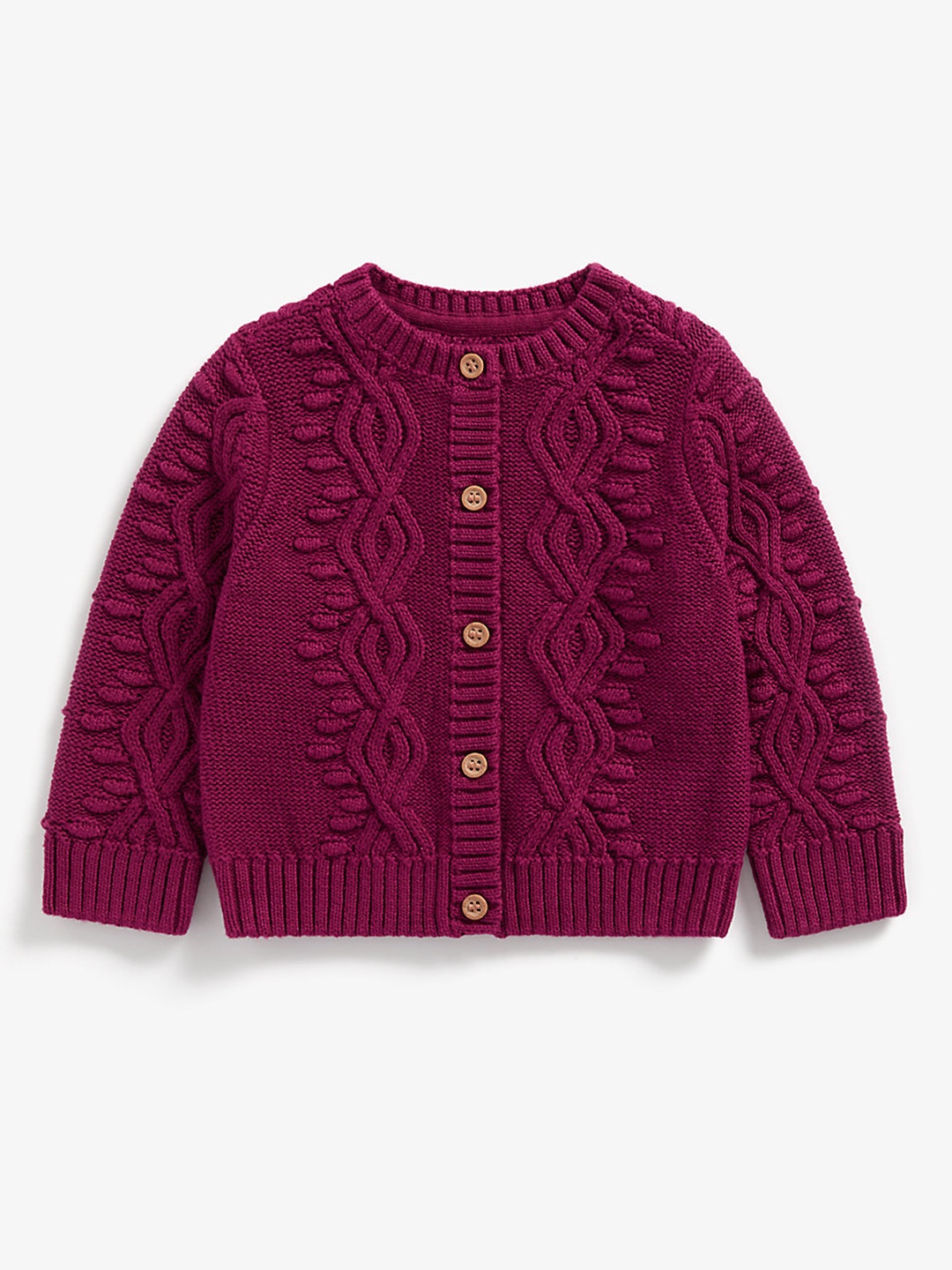 

mothercare Girls Mauve Self Design Pure Cotton Cardigan