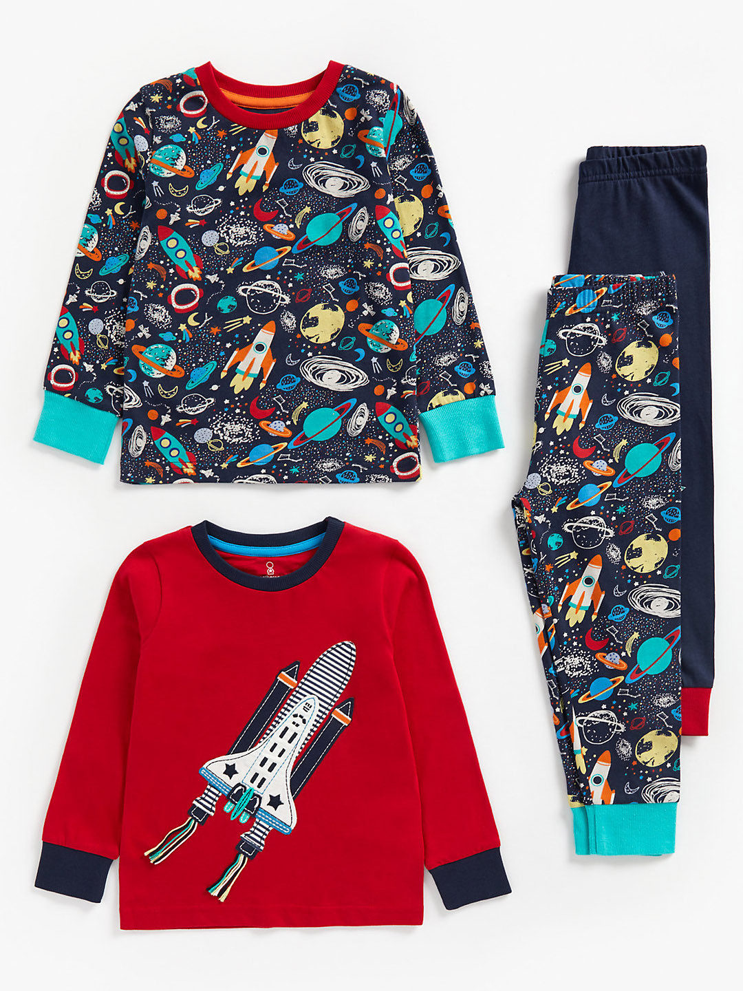 

mothercare Boys Cotton Pack of 2 Co-ord Set, Red