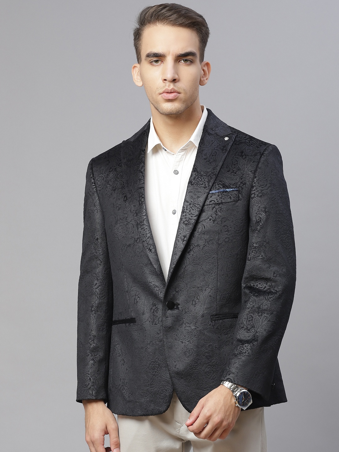 

Marks & Spencer Men Black Tailored Fit Blazzer