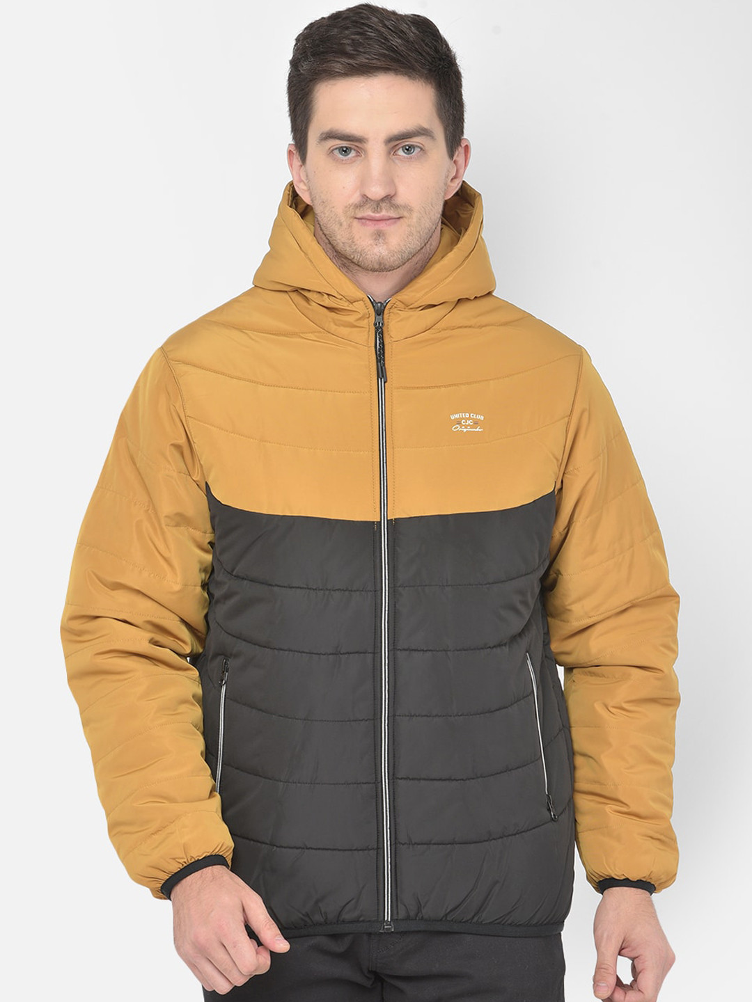 

COBB Men Yellow Black Colourblocked Lightweight Padded Jacket