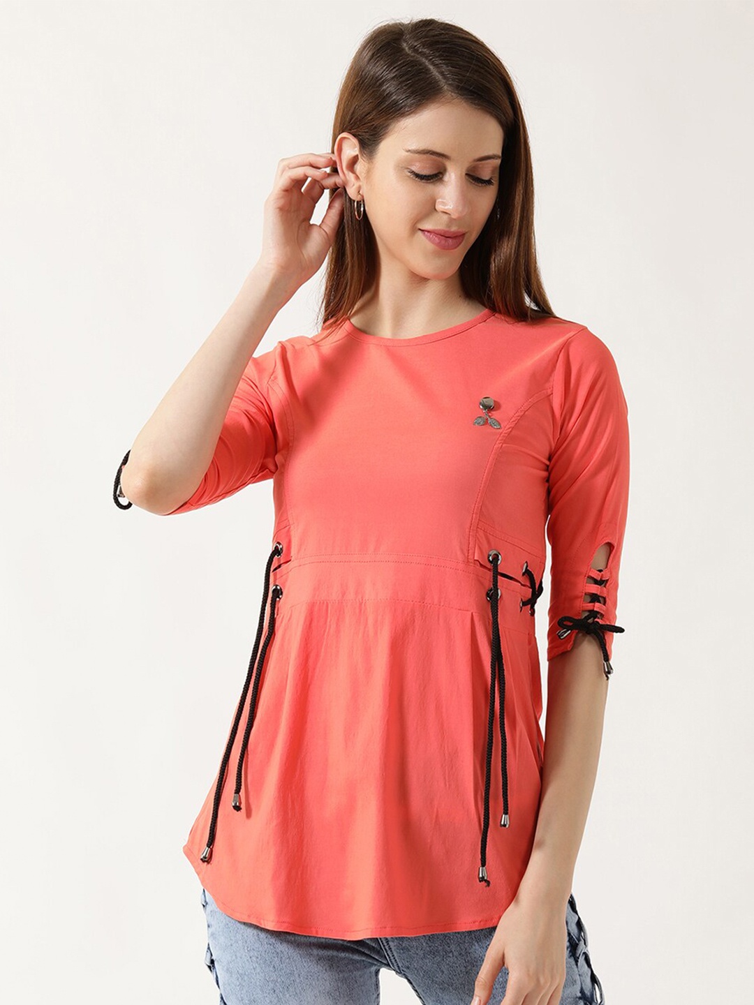 

V2 Value & Variety Peach-Coloured A-Line Top