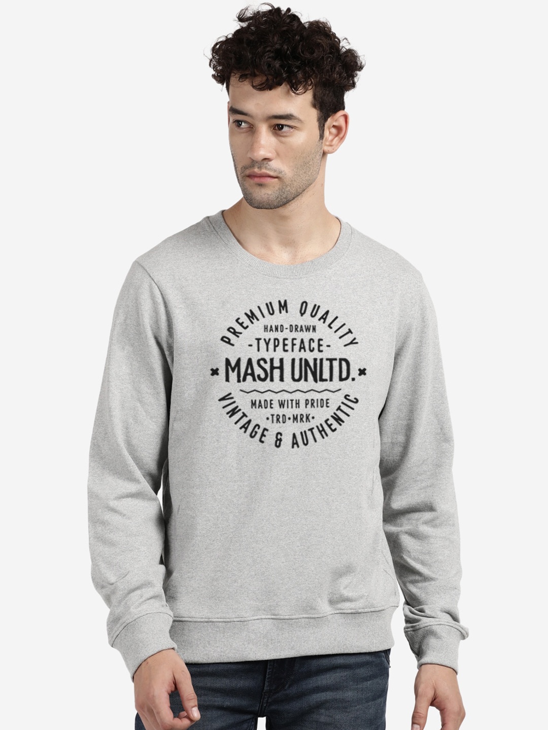 

MASH UNLIMITED Men Grey Printed Sweatshirt