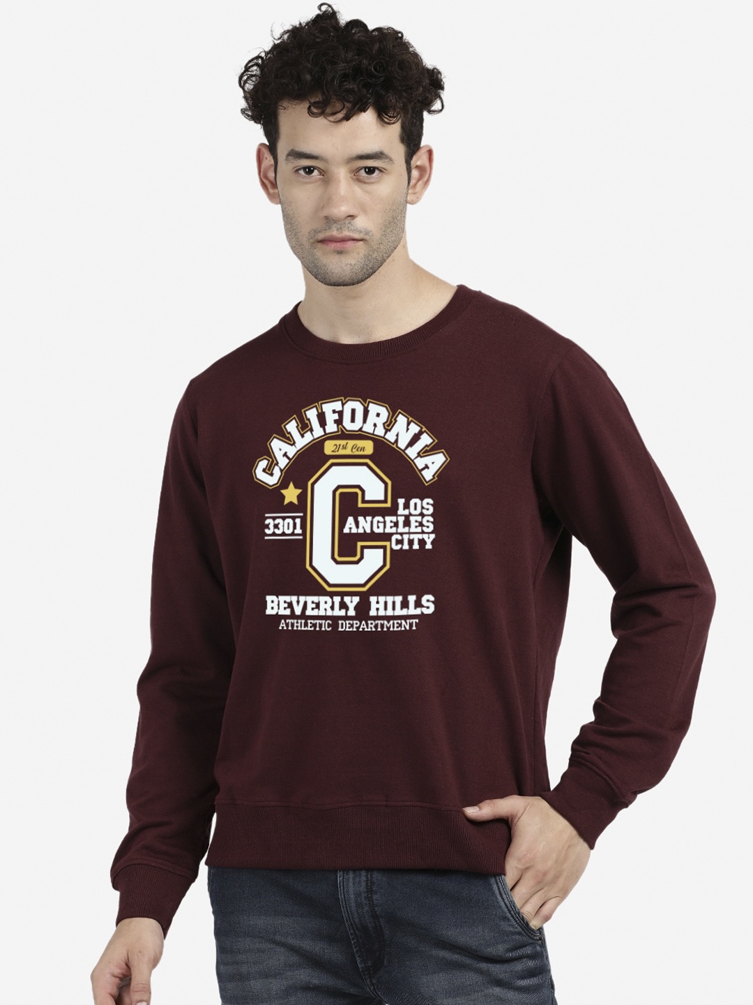 

MASH UNLIMITED Men Maroon Printed Sweatshirt