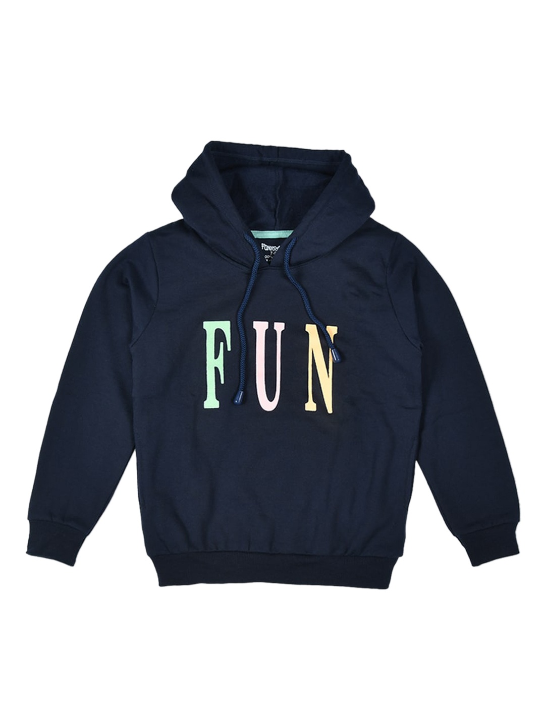

FUNKRAFTS Unisex Kids Navy Blue Printed Fleece Hooded Sweatshirt