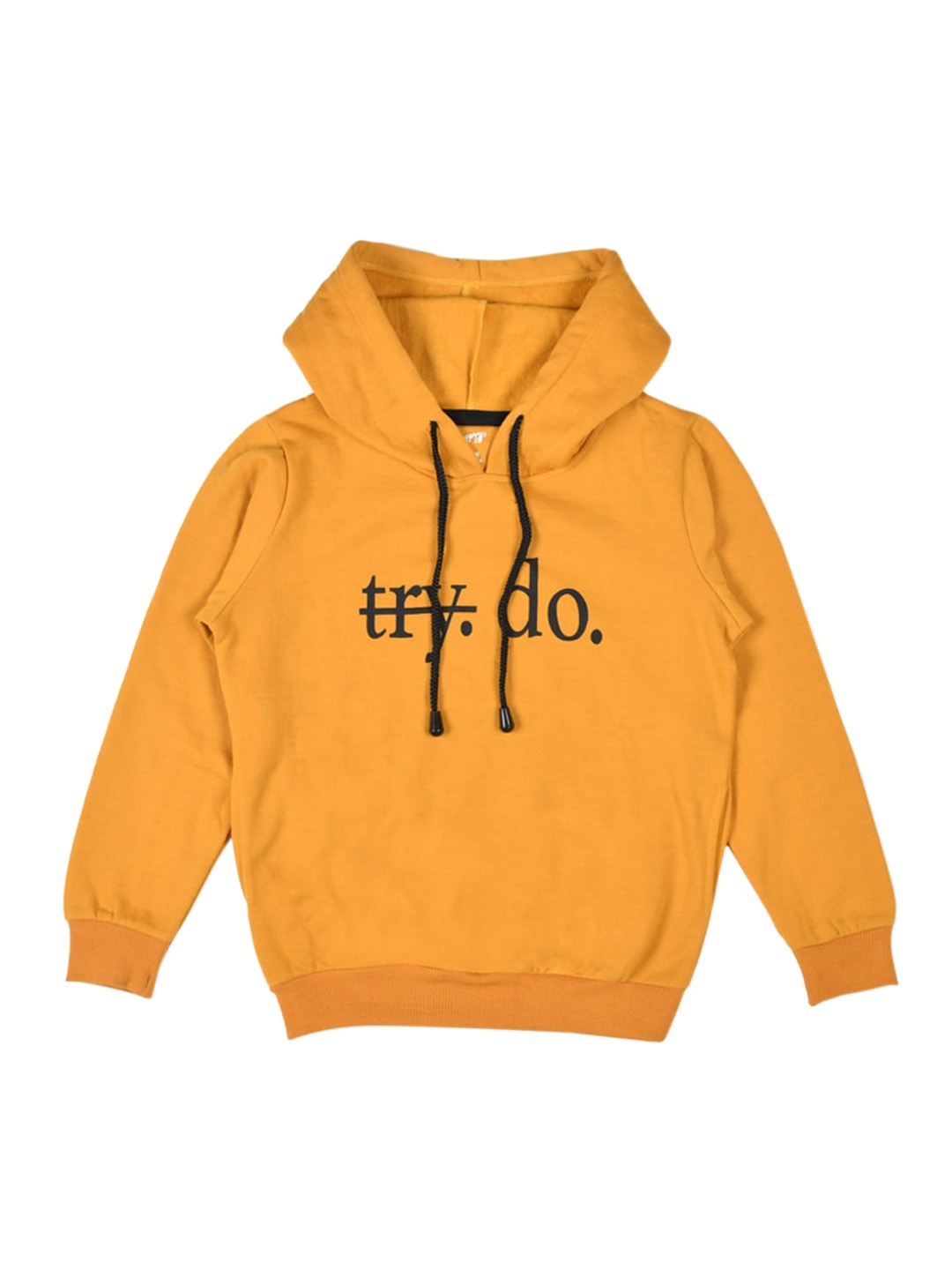 

FUNKRAFTS Unisex Kids Mustard Printed Fleece Hooded Sweatshirt