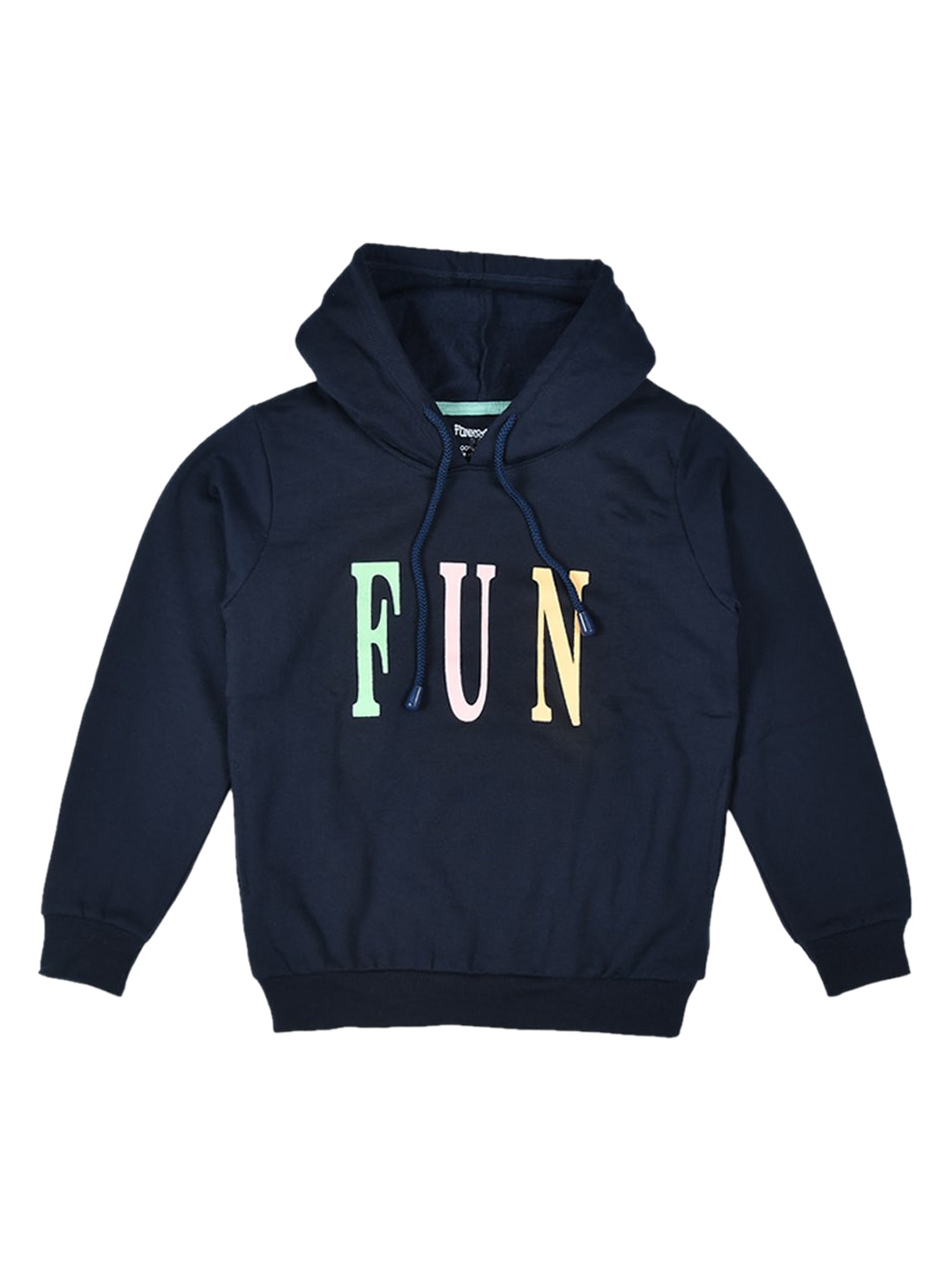 

FUNKRAFTS Unisex Kids Navy Blue Printed Fleece Hooded Sweatshirt