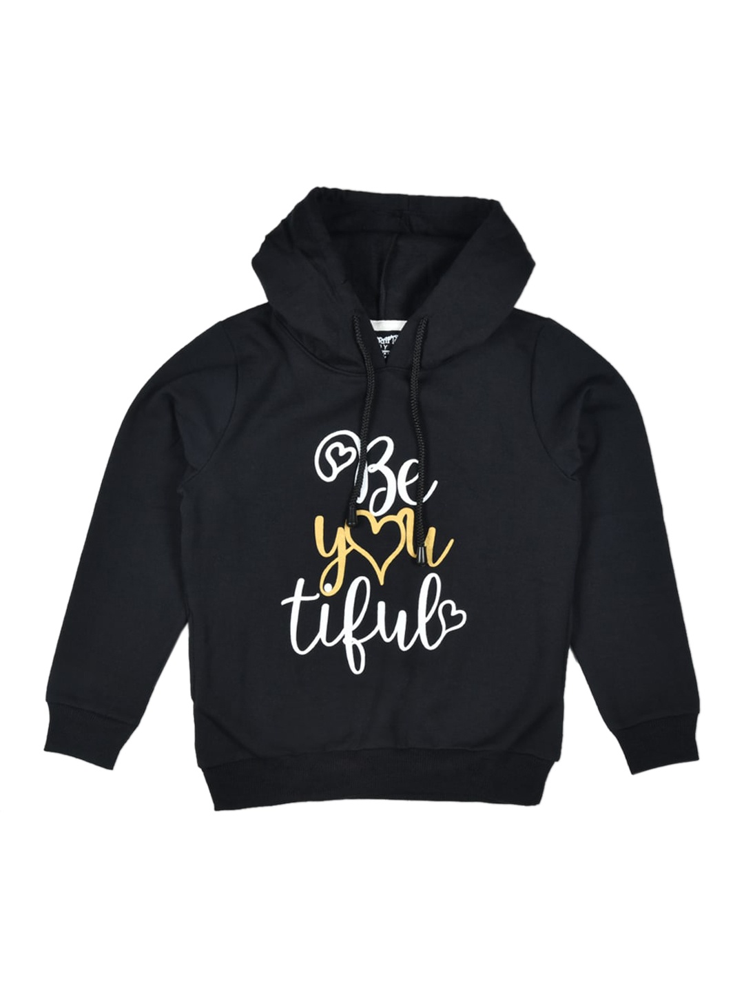 

FUNKRAFTS Unisex Kids Black Printed Fleece Hooded Sweatshirt