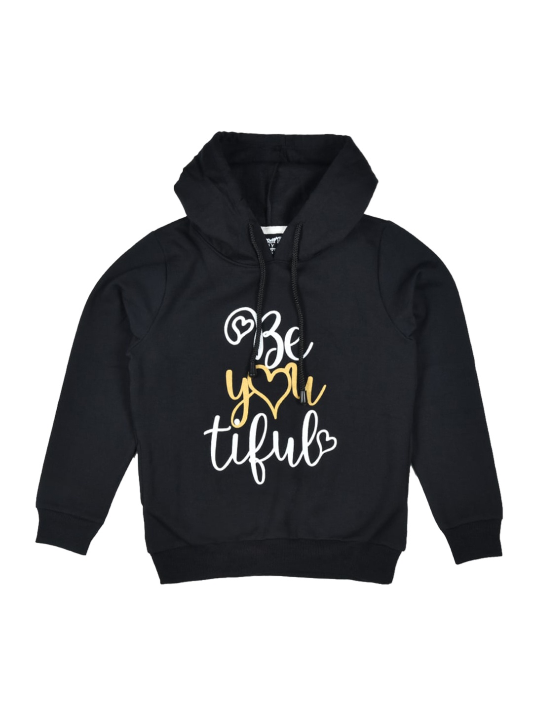 

FUNKRAFTS Unisex Kids Black Printed Fleece Hooded Sweatshirt