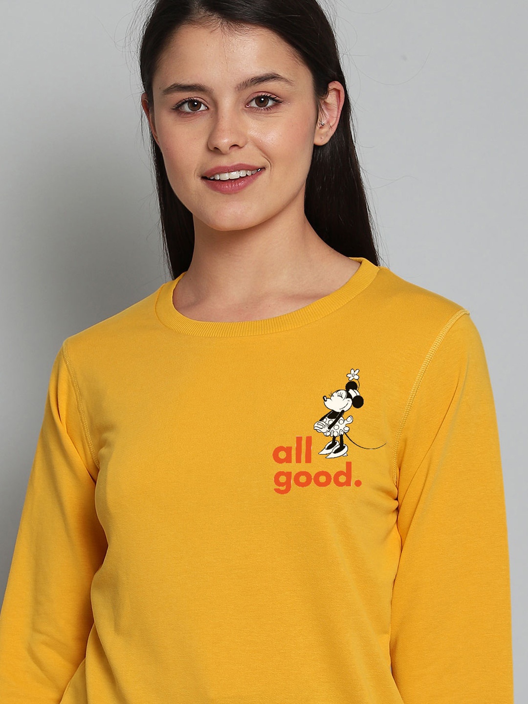 

Free Authority Mickey & Friends Women Yellow Printed Sweatshirt