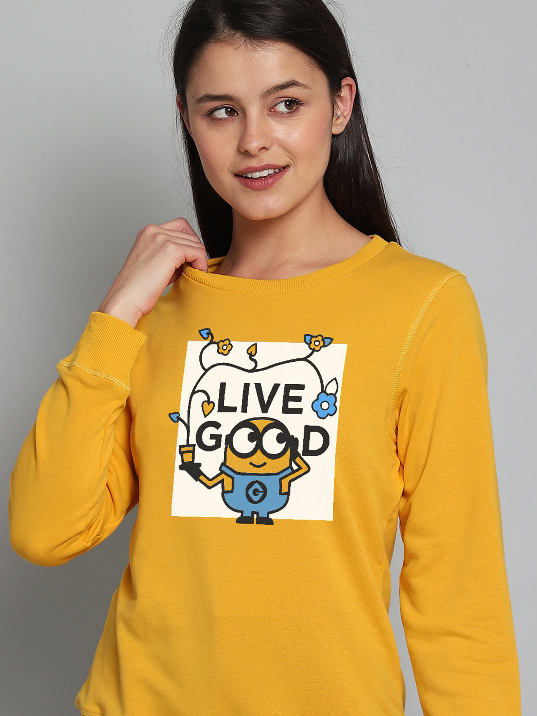 

Free Authority Women Yellow Minions Printed Sweatshirt