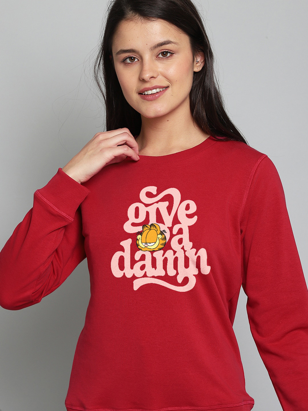 

Free Authority Women Red Garfield Printed Sweatshirt
