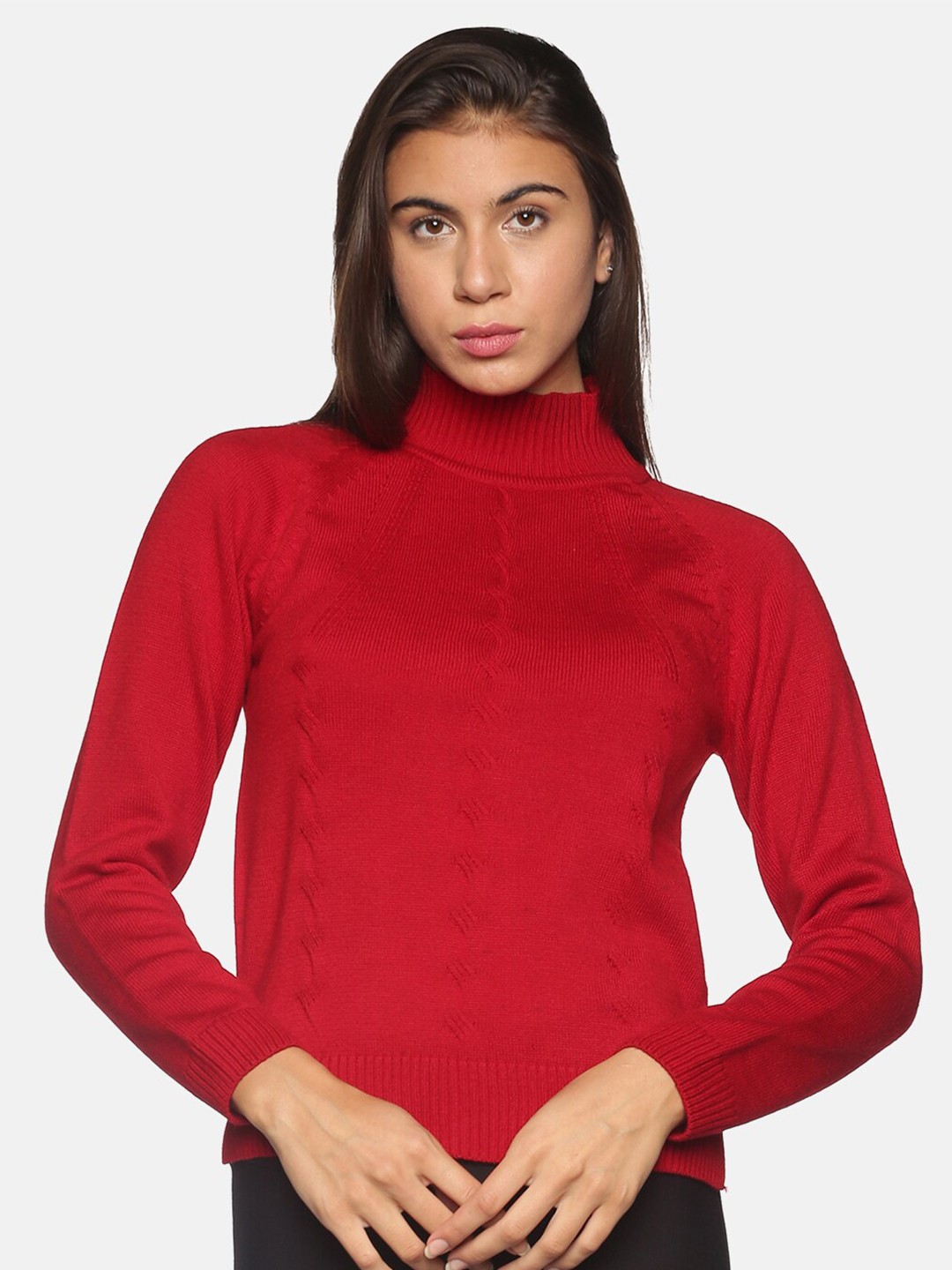 

BEVERLY BLUES Women Red Acrylic Pullover