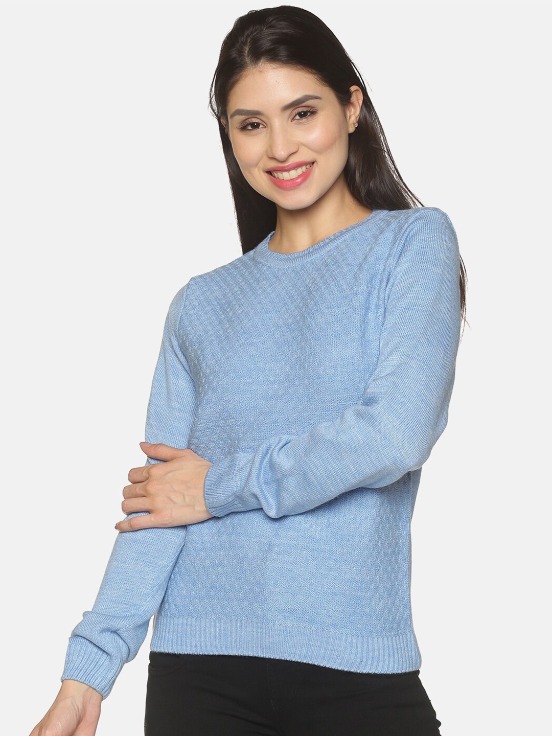 

BEVERLY BLUES Women Blue Acrylic Pullover