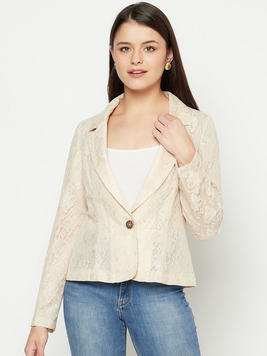 

Owncraft Women Cream Lace Jacket