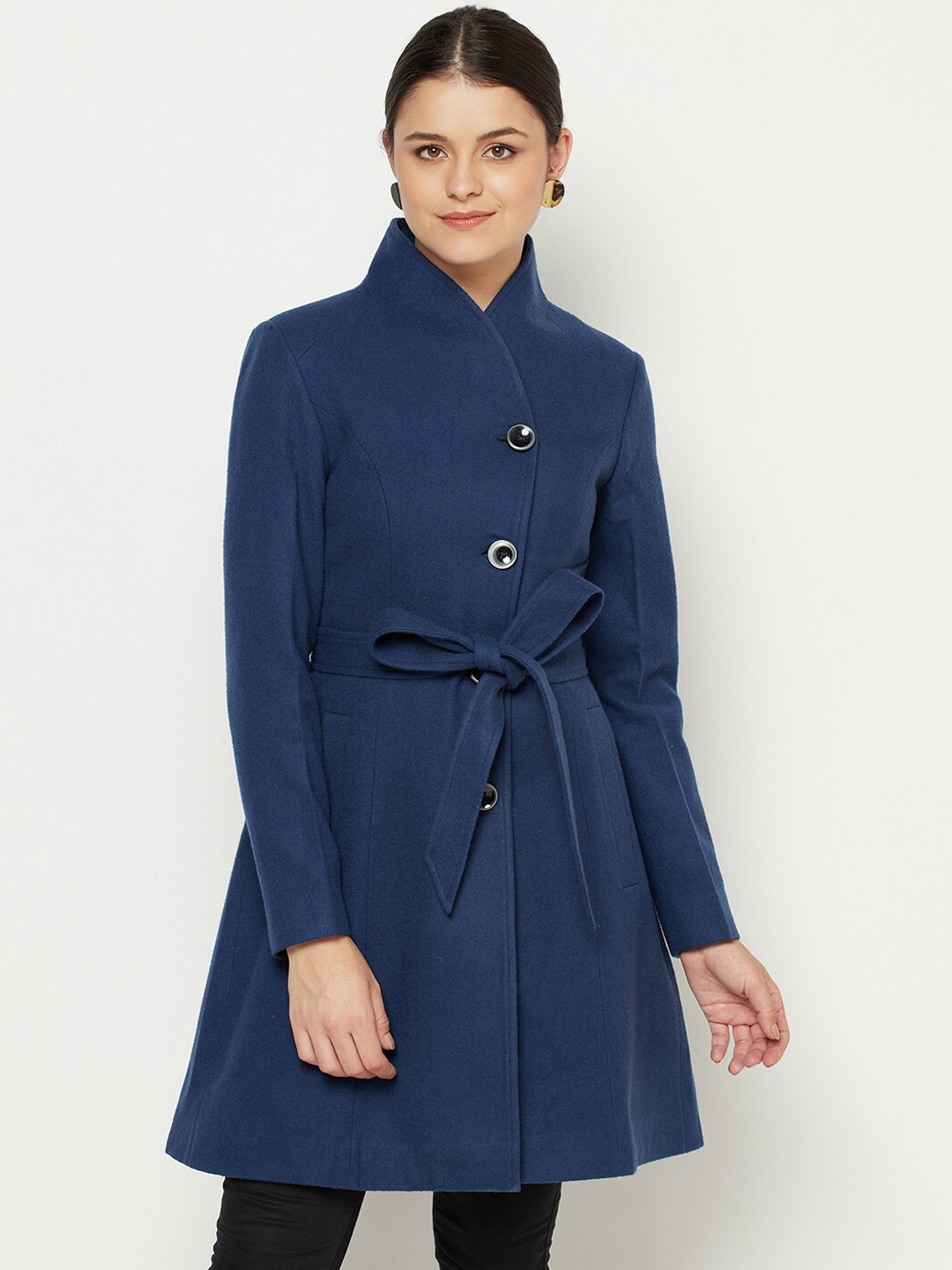 

Owncraft Women Blue Solid Longline Overcoat