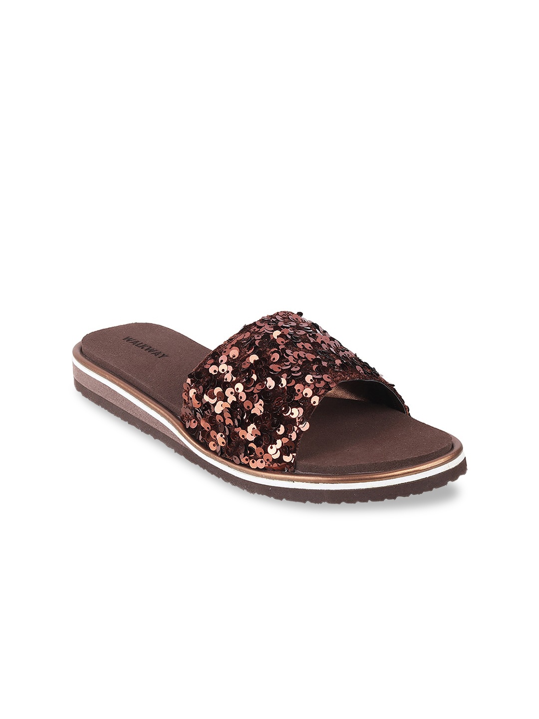 

WALKWAY by Metro Women Brown Embellished Open Toe Flats