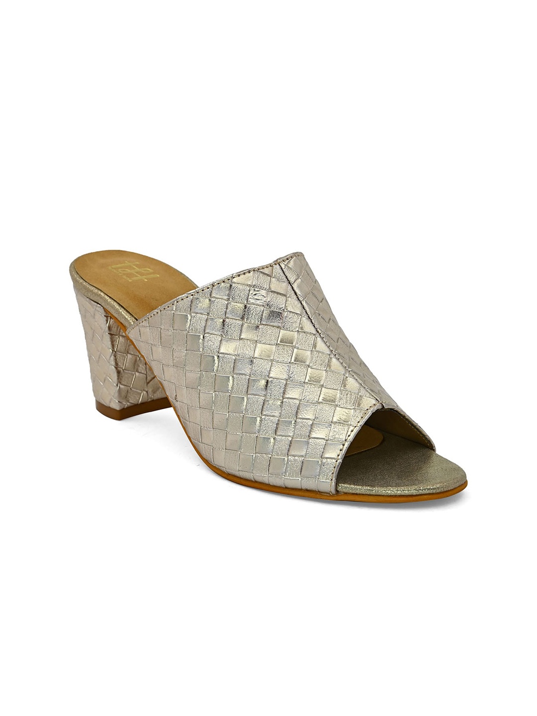 

Hydes N Hues Gold-Toned Printed Block Mules