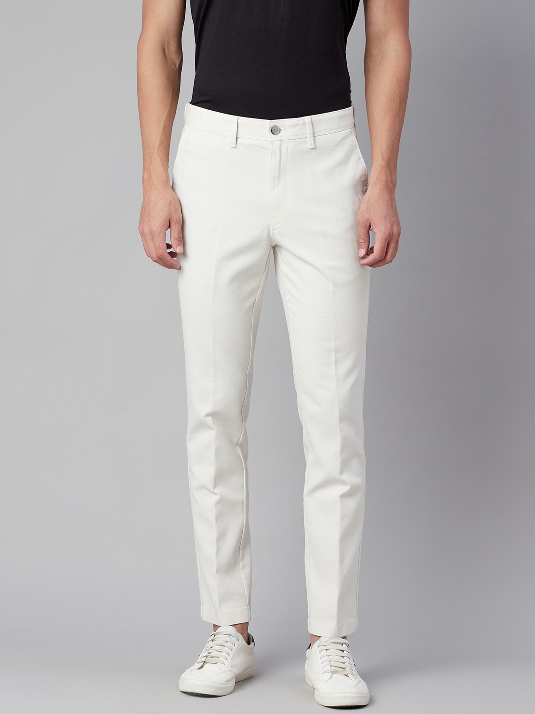 

Marks & Spencer Men White Slim Fit Trousers