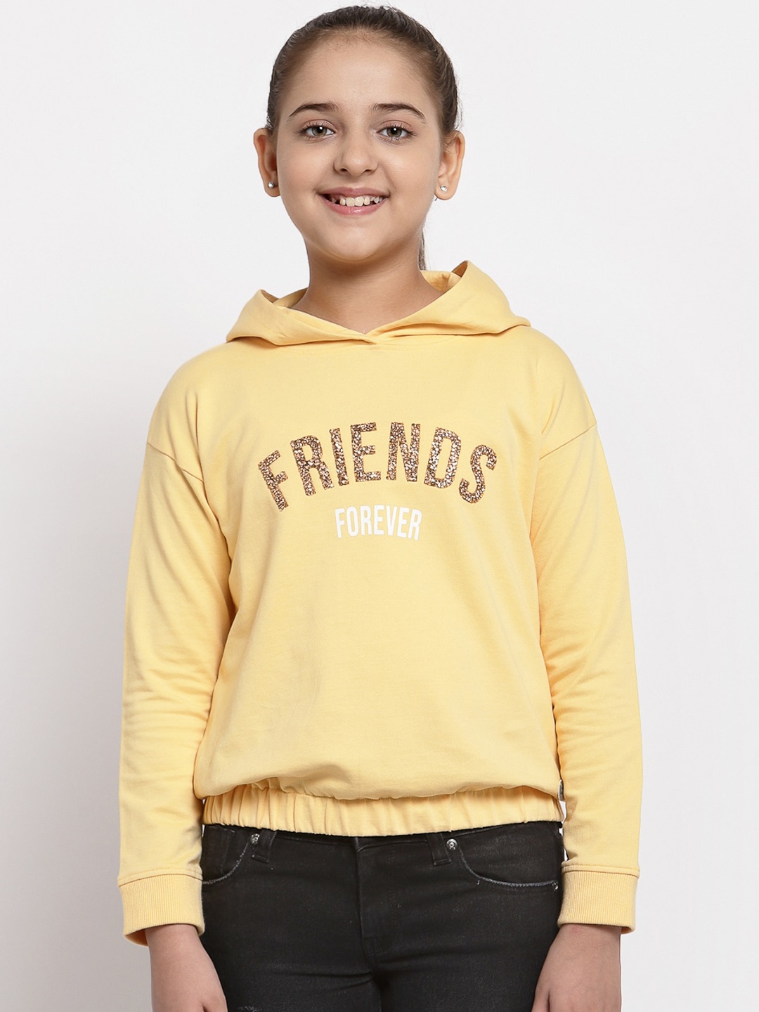 

Pepe Jeans Girls Yellow Printed Hooded Sweatshirt