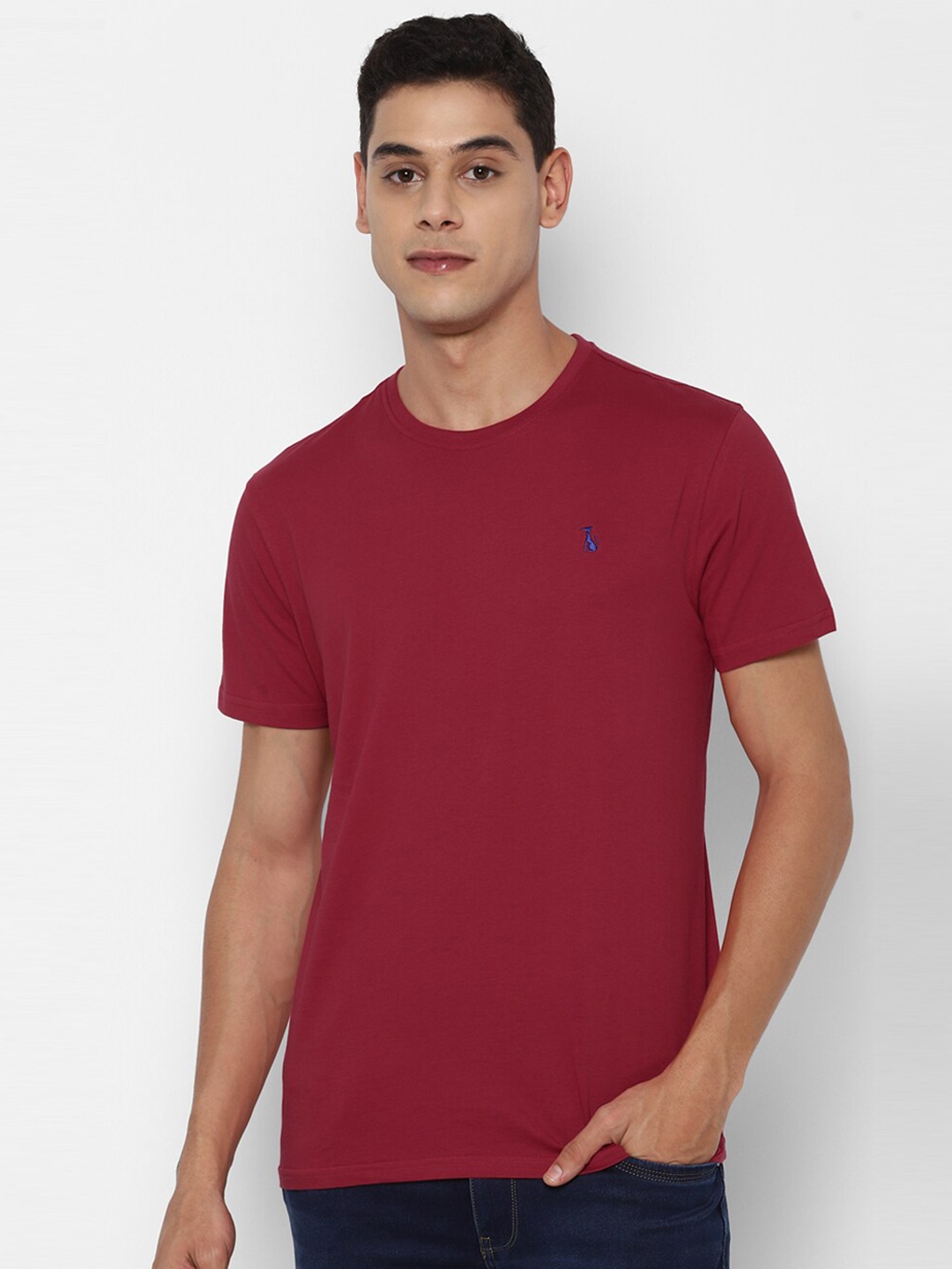 

SIMON CARTER LONDON Men Maroon Slim Fit Cotton T-shirt