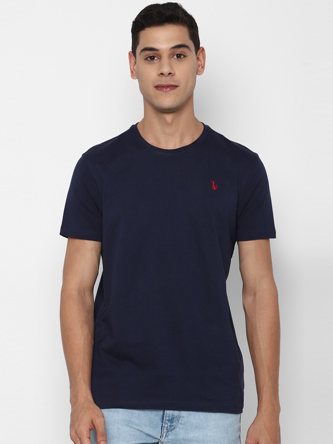 

SIMON CARTER LONDON Men Navy Blue Slim Fit Pure Cotton T-shirt