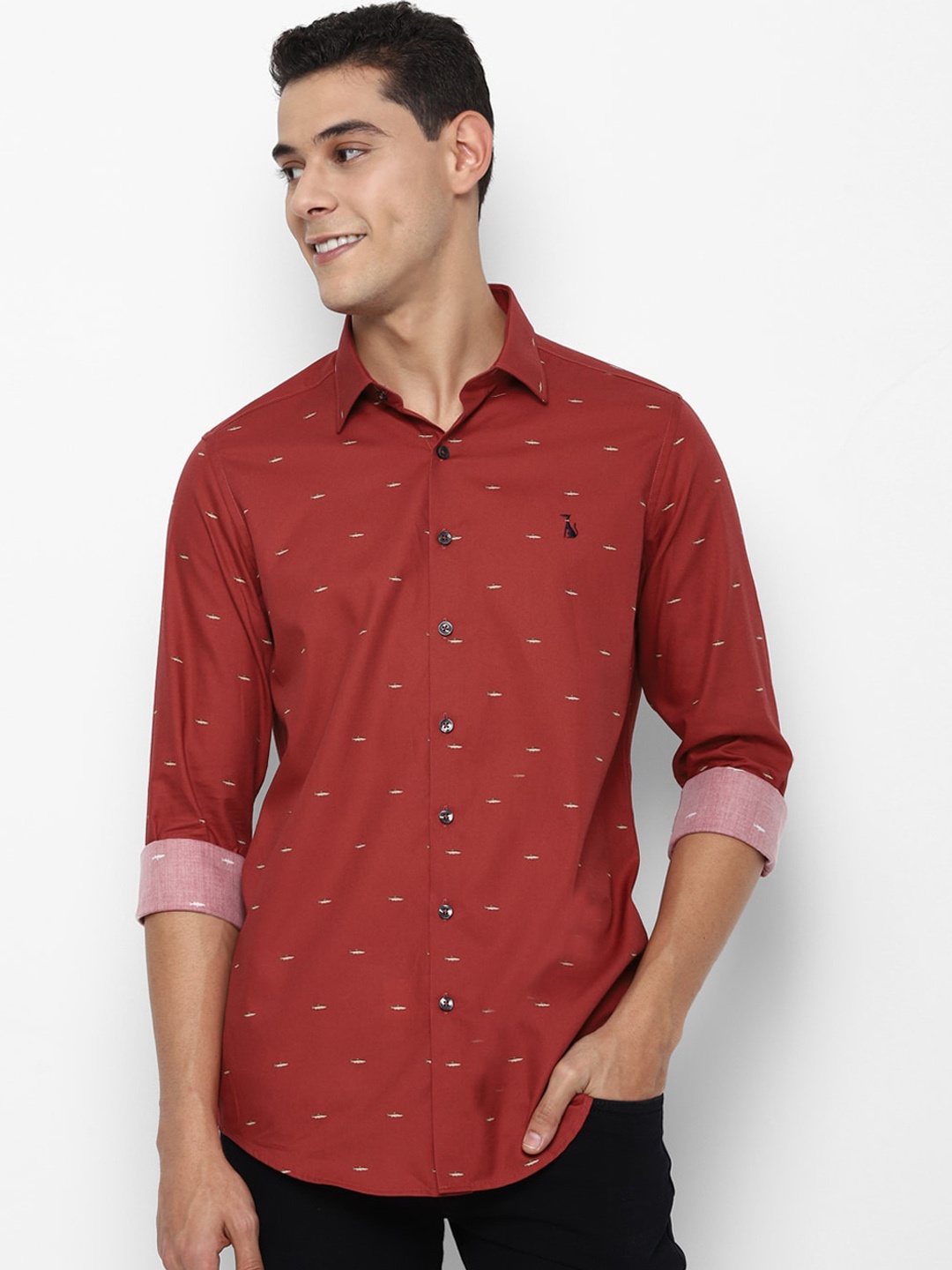 

SIMON CARTER LONDON Men Maroon Slim Fit Opaque Printed Casual Shirt