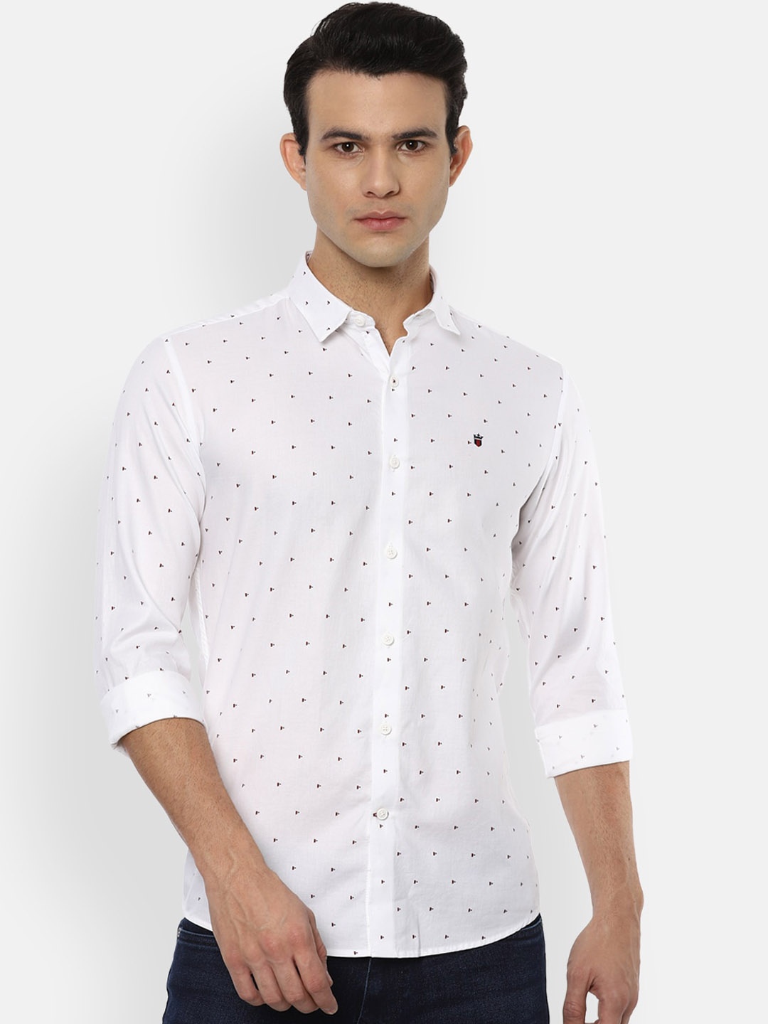 

Louis Philippe Sport Men White Slim Fit Opaque Printed Cotton Casual Shirt