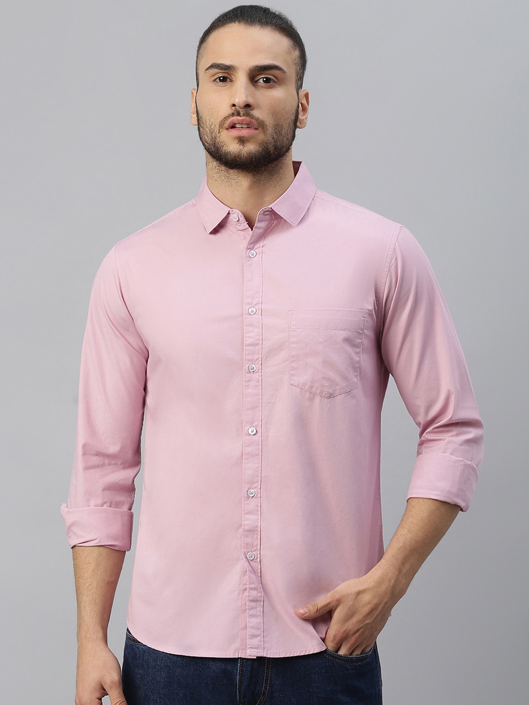 

Dennis Lingo Men Mauve Comfort Slim Fit Opaque Casual Shirt