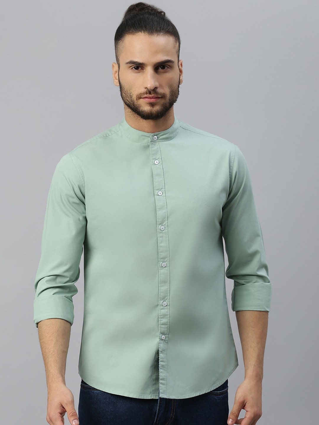 

Dennis Lingo Men Green Comfort Slim Fit Opaque Casual Shirt