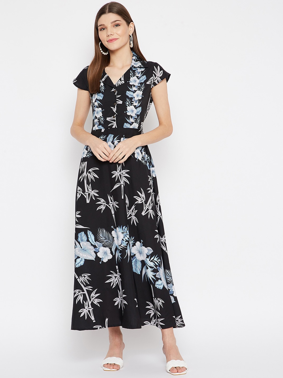 

U&F Black Floral Crepe Maxi Dress