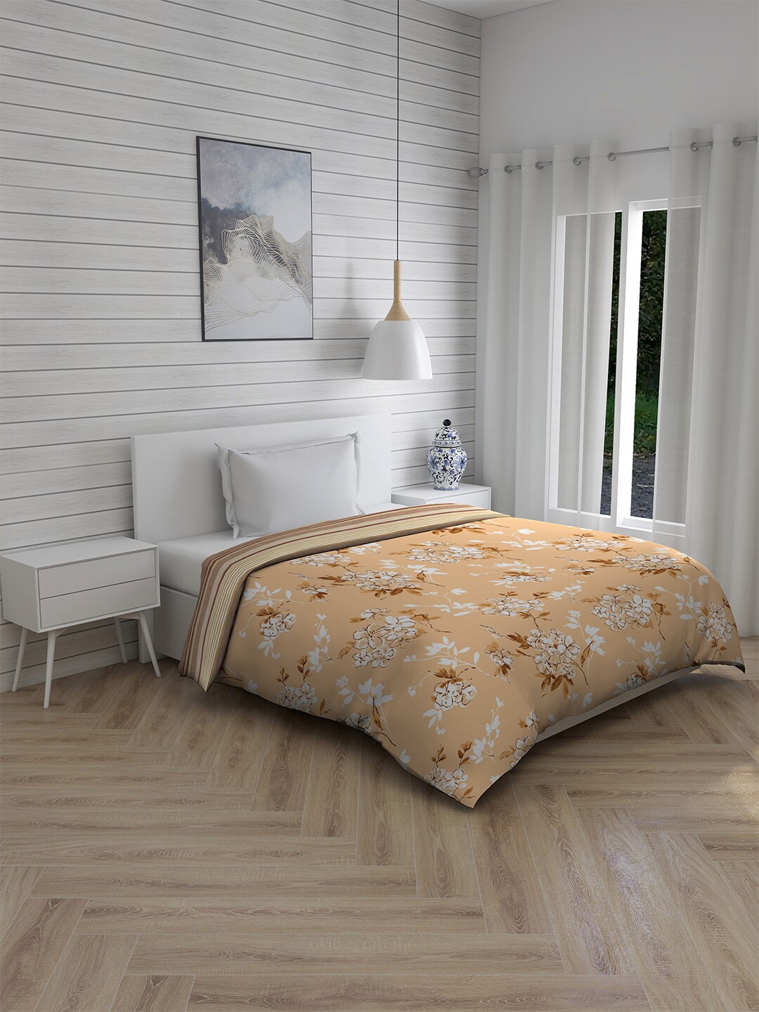 

Boutique Living India Beige & White Floral AC Room 120 GSM Single Bed Comforter