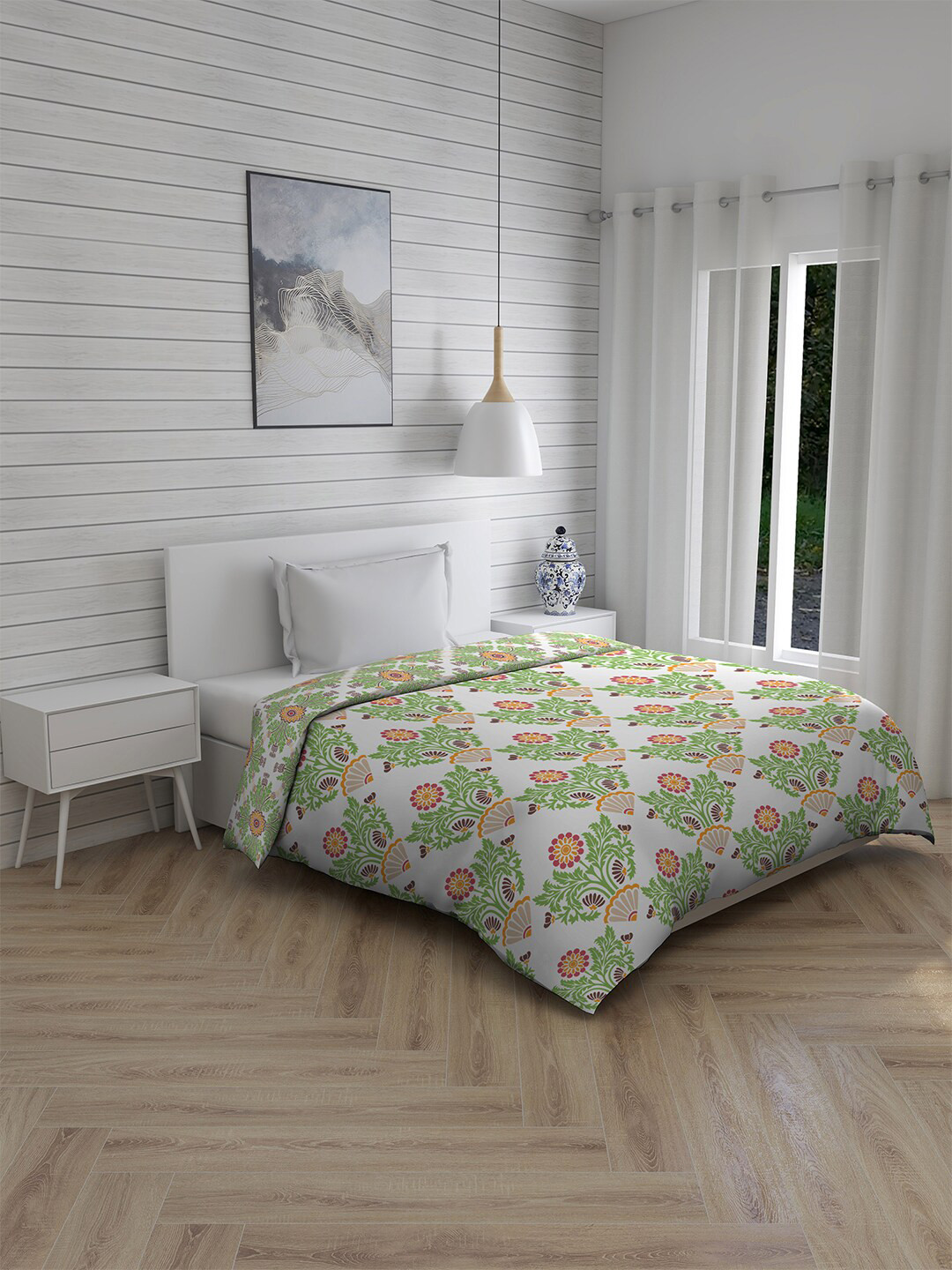 

Boutique Living India Beige & Green Ethnic Motifs AC Room 120 GSM Single Bed Comforter