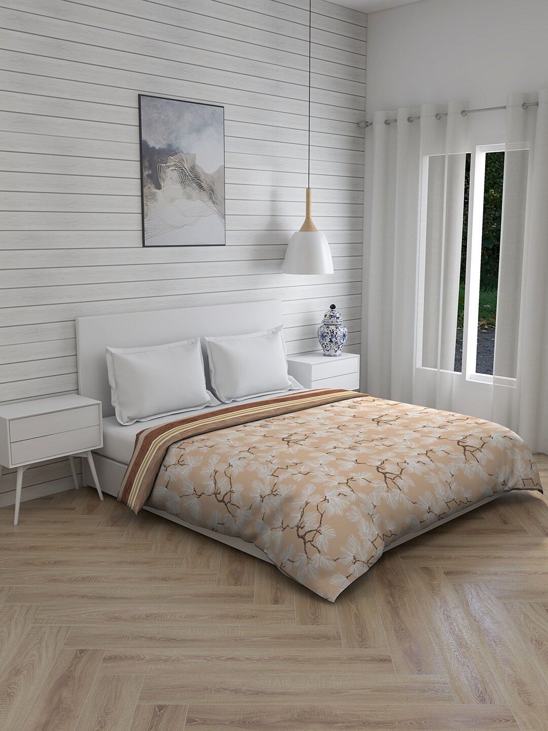 

Boutique Living India Beige & White Floral AC Room 120 GSM Double Bed Comforter